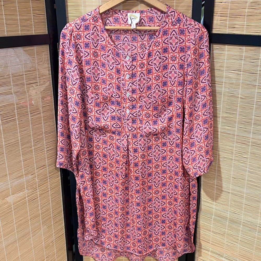 Pink & Orange Geometric Tunic Dress